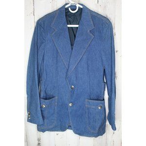 Lee Blue 2 Button Blazer Men's Vintage Denim Men's 40 R Sport Jacket